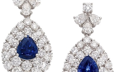 55288: Sapphire, Diamond, White Gold Earrings Stones