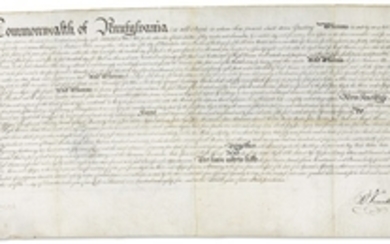 FRANKLIN, Benjamin (1706-1790). Document signed (''B. Franklin'') as President of Pennsylvania, Philadelphia, 5 December 1785.