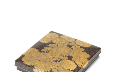 A gold-lacquer suzuribako (writing box) and cover