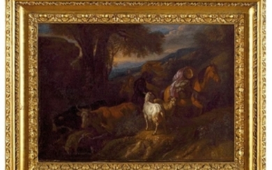 Pieter van Bloemen (Antwerp, 1657- 1720) Pastoral scene Oil on...