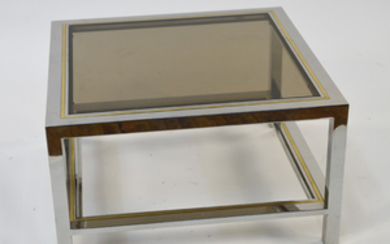 STAINLESS AND BRASS COFFEE TABLE