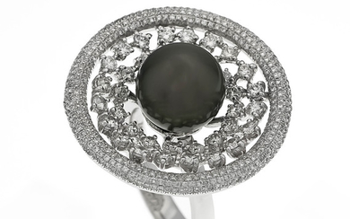 Tahiti diamond ring WG 750/000 with a fine...