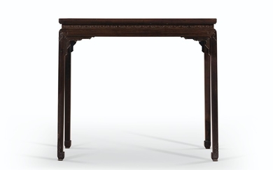 A RARE PARQUETRY-EMBELLISHED ZITAN CORNER-LEG TABLE, TIAOZHUO, LATE 18TH-19TH CENTURY