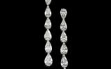 A pair of diamond ear pendants total weight c. 6.40 ct
