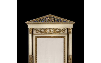 A 19th-century lacquered wooden pier mirror (cm 130x185) (defects)