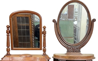 A 19th century mahogany oval toilet mirror and another 19th...