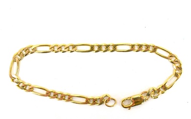A 9ct gold figaro link bracelet with lobster claw clasp,...