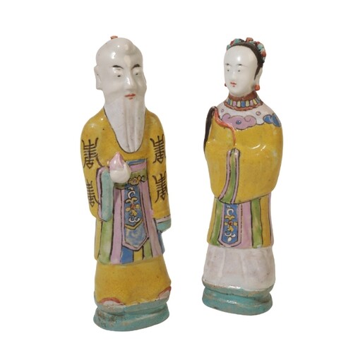 A CHINESE PORCELAIN FIGURE OF SHULAO decorated in bright pol...