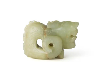 A Chinese archaistic jade carving of a tiger 20th century Carved with...