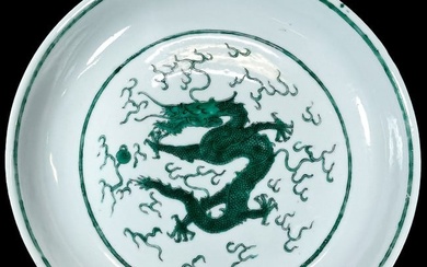A Chinese 'green dragon' plate, 19th century
