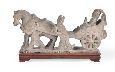A Chinese stone 'chariot' group