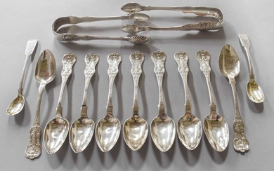 A Collection of Assorted Victorian Scottish Silver Flatware, comprising: 9...