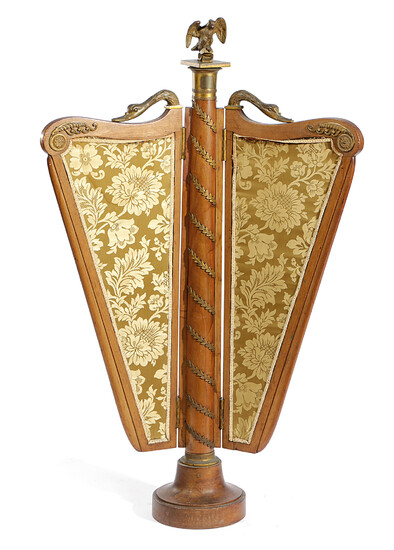 A FRENCH MAHOGANY AND BRONZE MOUNTED FOLDING SCREEN