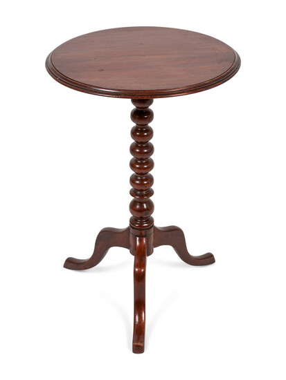A Federal Carved and Figured Mahogany Tilt-Top Candlestand