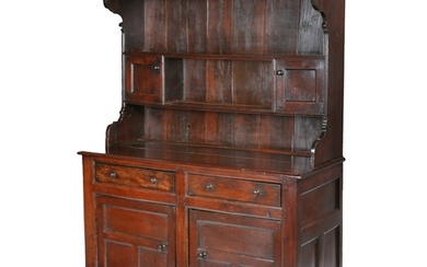 A George II oak fully enclosed high dresser, Denbighshire, c...