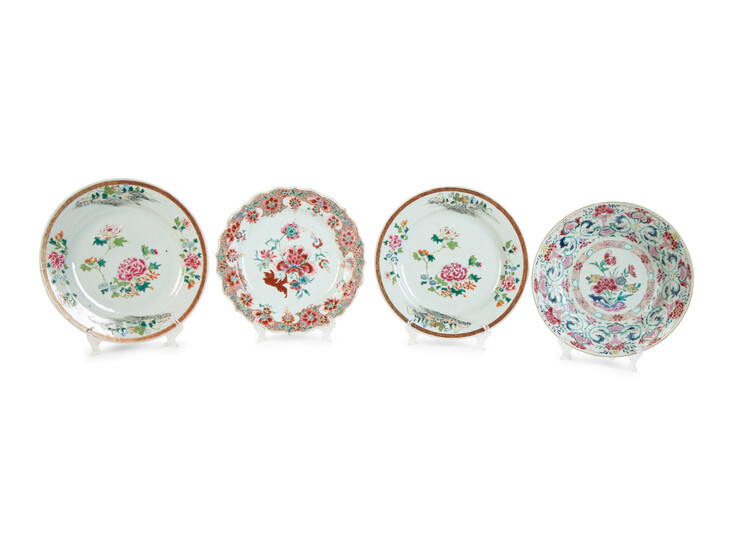 A Group of Four Chinese Export Famille Rose Porcelain Plates