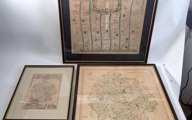 A John Ogilby road map, Hereford to Leicester, 35 x 48cm, a ...