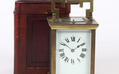 A LATE 19TH CENTURY FRENCH REPEATING CARRIAGE CLOCK.