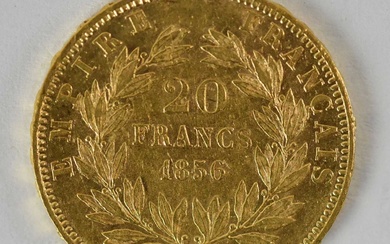 A Napoleon III French twenty francs gold coin, 1856, diameter...