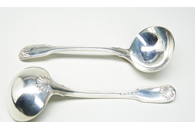 A PAIR OF GEORGE IV SILVER SAUCE LADLES, by William Eley, ...