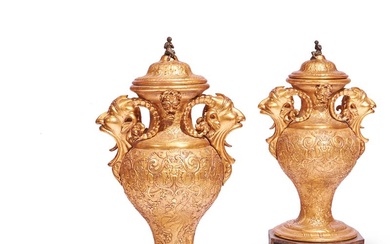 A PAIR OF ITALIAN NEOCLASSICAL GILTWOOD VASES, FLORENCE, SECOND HALF 19TH CENTURY