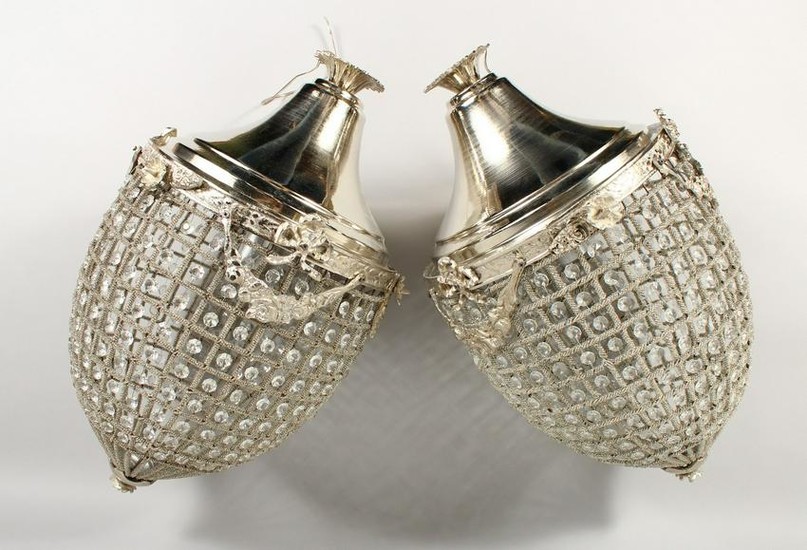 A PAIR OF LARGE, SILVER PLATED PINEAPPLE SHAPED