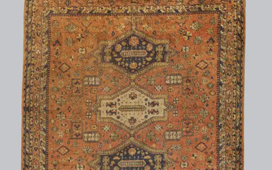 A Persian Shiraz rug, last quarter 20th century, the central field with...