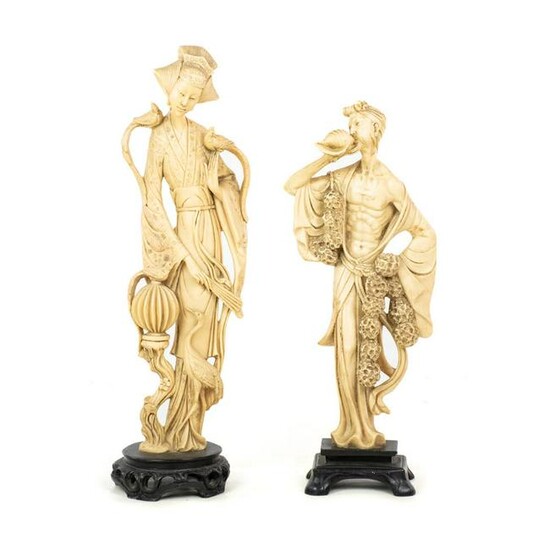 A. Santini Resin Composite Chinese Figural Sculptures
