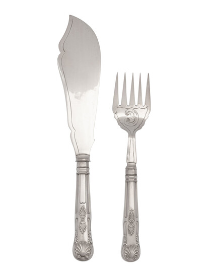 A Silver-Plate Fish Serving Set