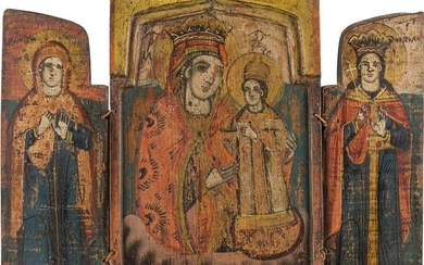 A TRIPTYCH SHOWING THE MOTHER OF GOD 'THE UNFADING