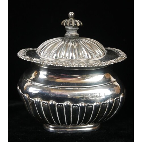 A VICTORIAN SILVER SUGAR BOX, Having an ebonised finial with...