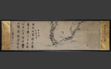 A WILLOW AND SCHOLAR PAINTING BY TANG YIN.唐寅