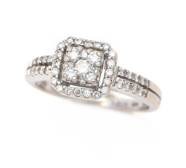 SOLD. A diamond ring set with numerous brilliant-cut diamonds weighing a total of app. 0.50 ct., mounted in 14k white gold. Size 52. – Bruun Rasmussen Auctioneers of Fine Art