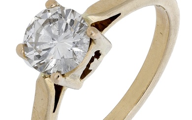 A diamond single stone ring, the round brilliant-cut diamond weighing approximately 0.90...