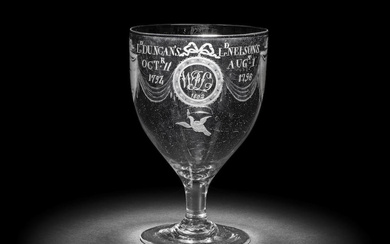 A large engraved naval commemorative rummer, dated 1802
