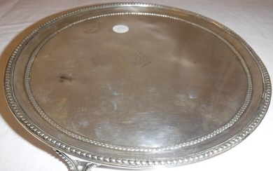 A late George III silver card tray of plain...