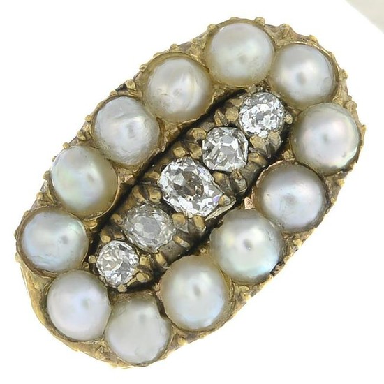A late Victorian gold split pearl and old-cut