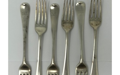 A pair of George III silver Old English pattern forks, Londo...