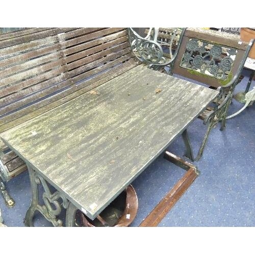 A pair of vintage cast-iron framed wooden Garden Chairs, the...