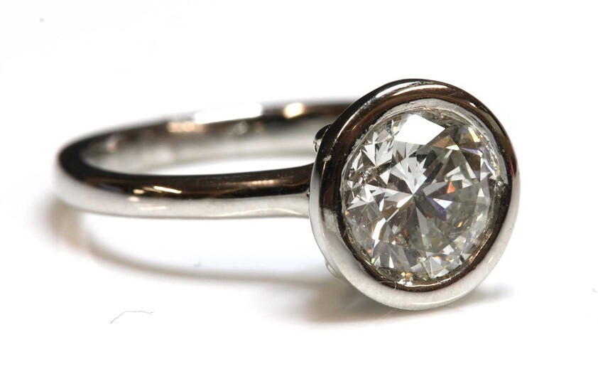 A platinum single stone diamond ring