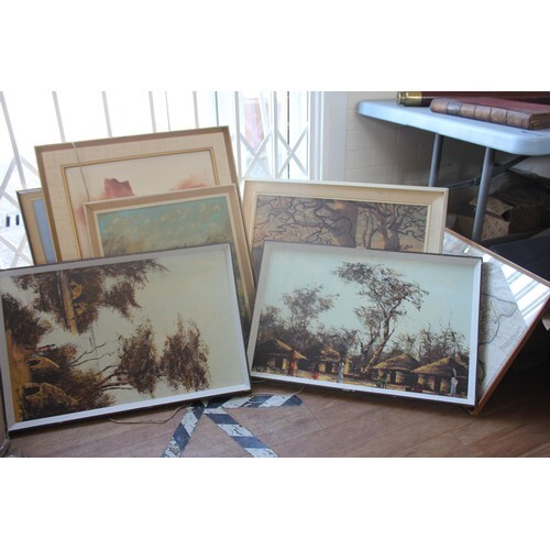 A quantity of general paintings and prints to include works ...