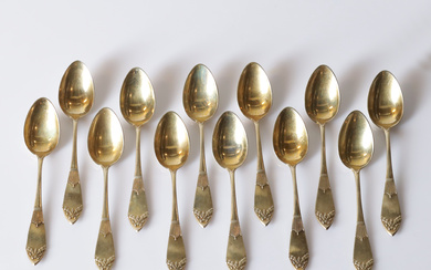 A set of 12 coffee spoons, silver, model “Empire”. Total weight approx. 159 grams.
