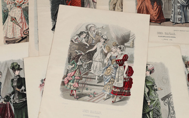 A set of 13 “Der Bazar” fashion prints, Illustrirte Damen-Zeitung, late 19th century.
