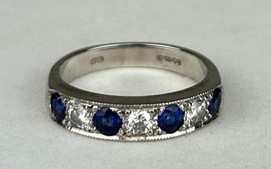 AN 18CT WHITE GOLD RING WITH WITH SAPPHIRES AND...