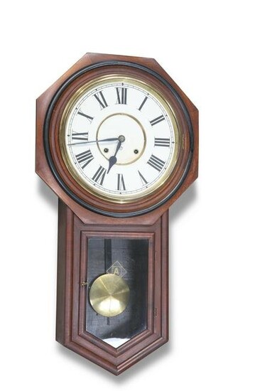 AN AMERICAN DROP-DIAL WALL CLOCK, by Ansonia, with