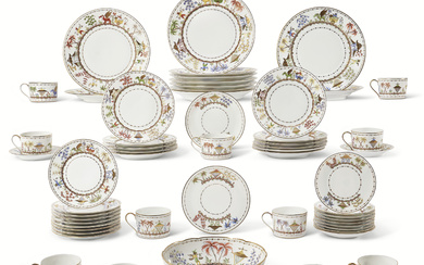 AN ASSEMBLED FRENCH (LE TALLEC) PORCELAIN PART DINNER SERVICE 20TH...