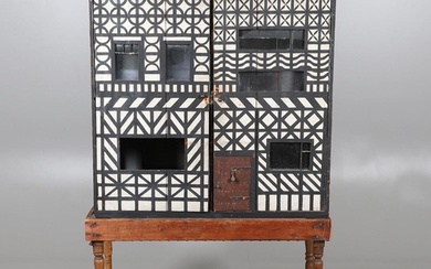 ANTIQUE DOLLS HOUSE & ACCESSORIES - MODELLED AFTER BROUGHTON...
