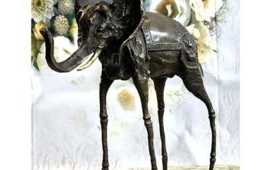 After Dali, Surrealist Elephant Bronze Sculpture