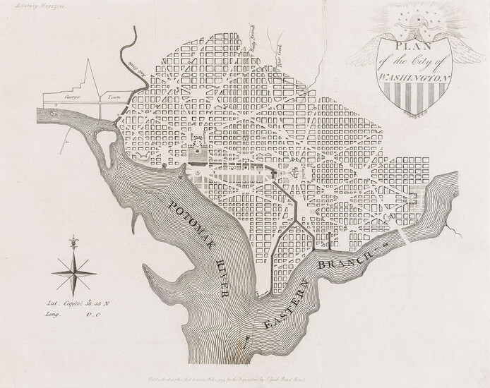 America.- Washington, D.C.- Good (J.) after James Thackera and John Vallance. Plan of the City of Washington, engraving, J.Good, 1 February 1793.