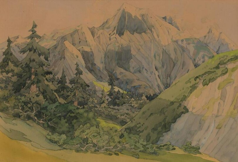 American School 20th Century View of Mountains